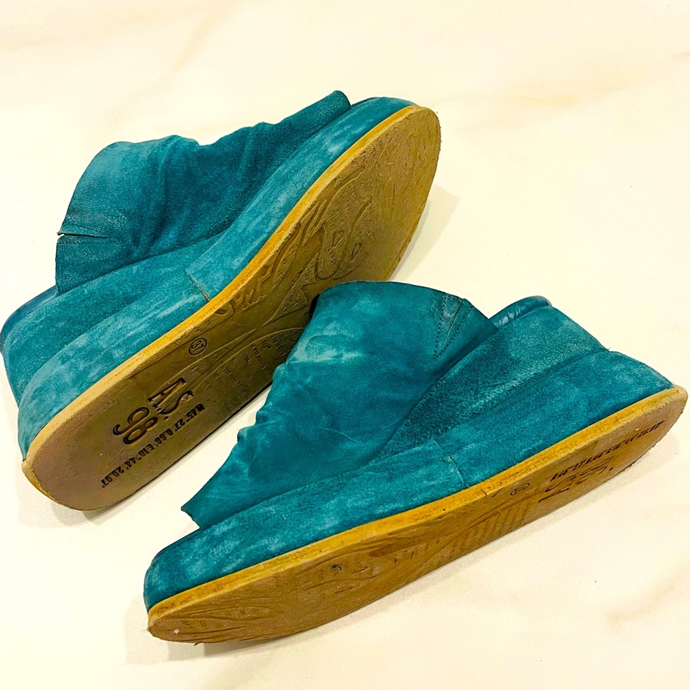 A.S. 98 Teal Suede Platform Sandals Size 37 - Picture 4 of 10
